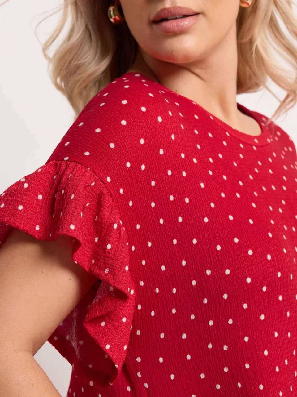 Yours Rode Polkadot Midijurk rood, foto 4