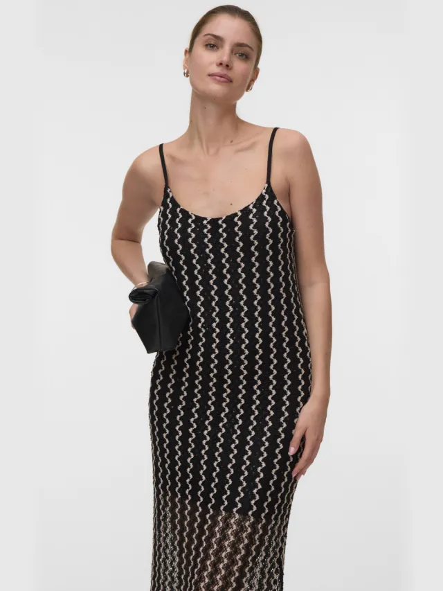 Vero Moda gestreepte midi jurk zwart, foto 6