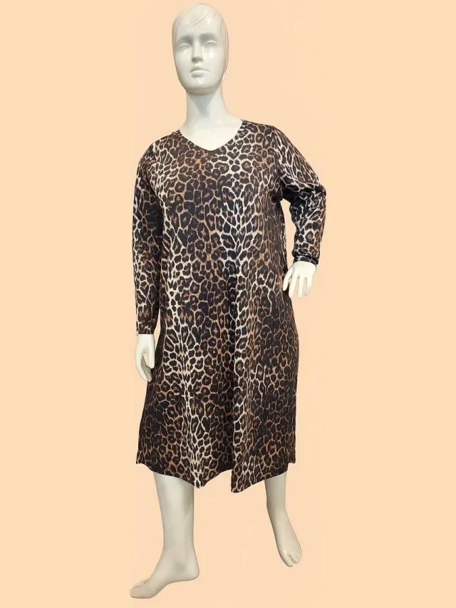 Zhenzi jurk katoen dierenprint BLACK
