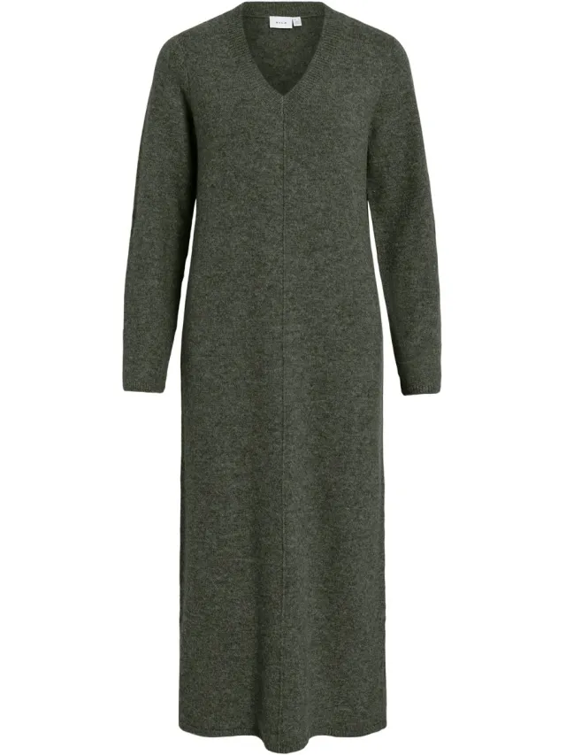 Vila VILIGA L/S V-NECK MIDI KNIT DRESS - NOOS - Dames - Mini jurken forest night