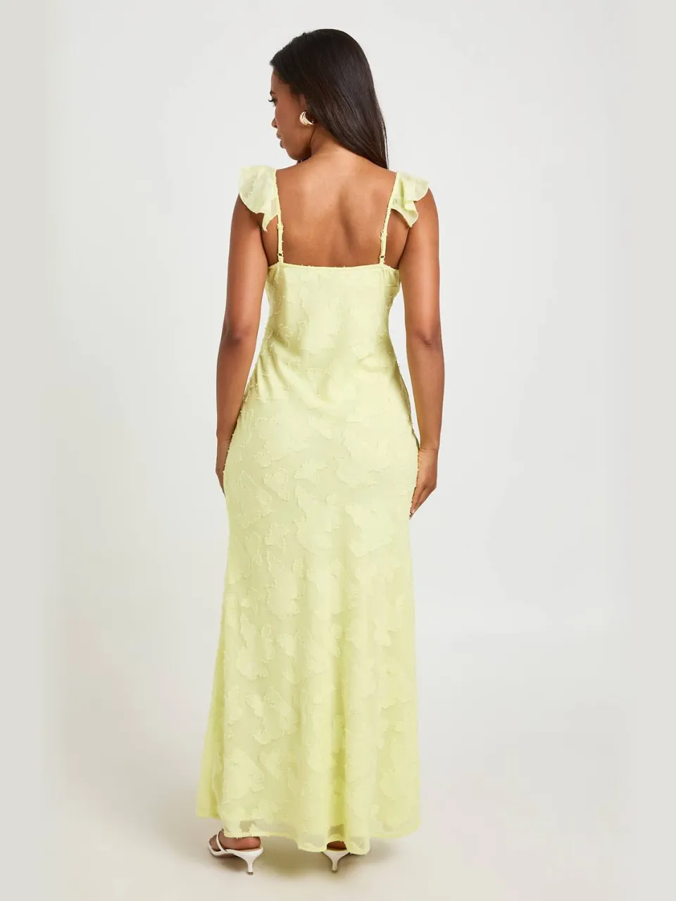 boohoo Dames Burnout Ruffle Bandje Slip Jurk citroen, foto 2