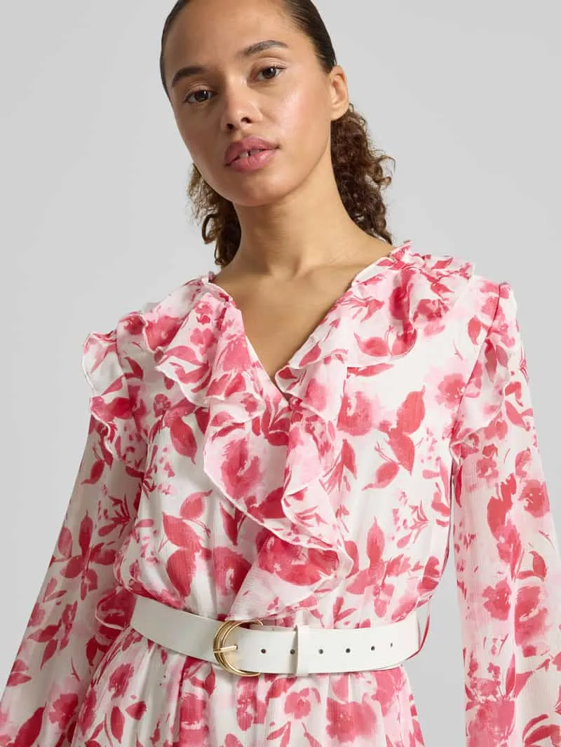 Zabaione midi-jurk met volants model 'Scarlet' felroze, foto 3
