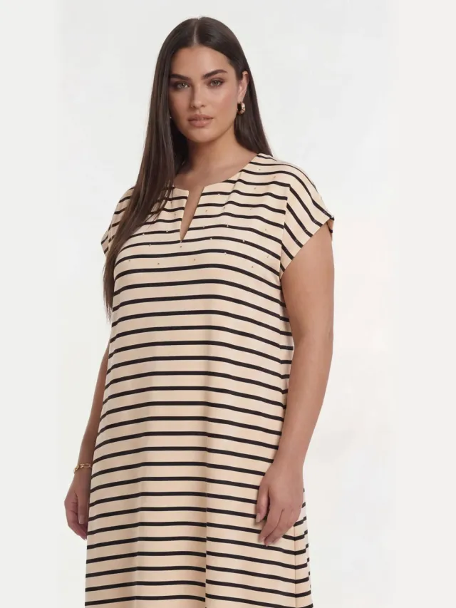 Yoek jurk gestreept beige, foto 3