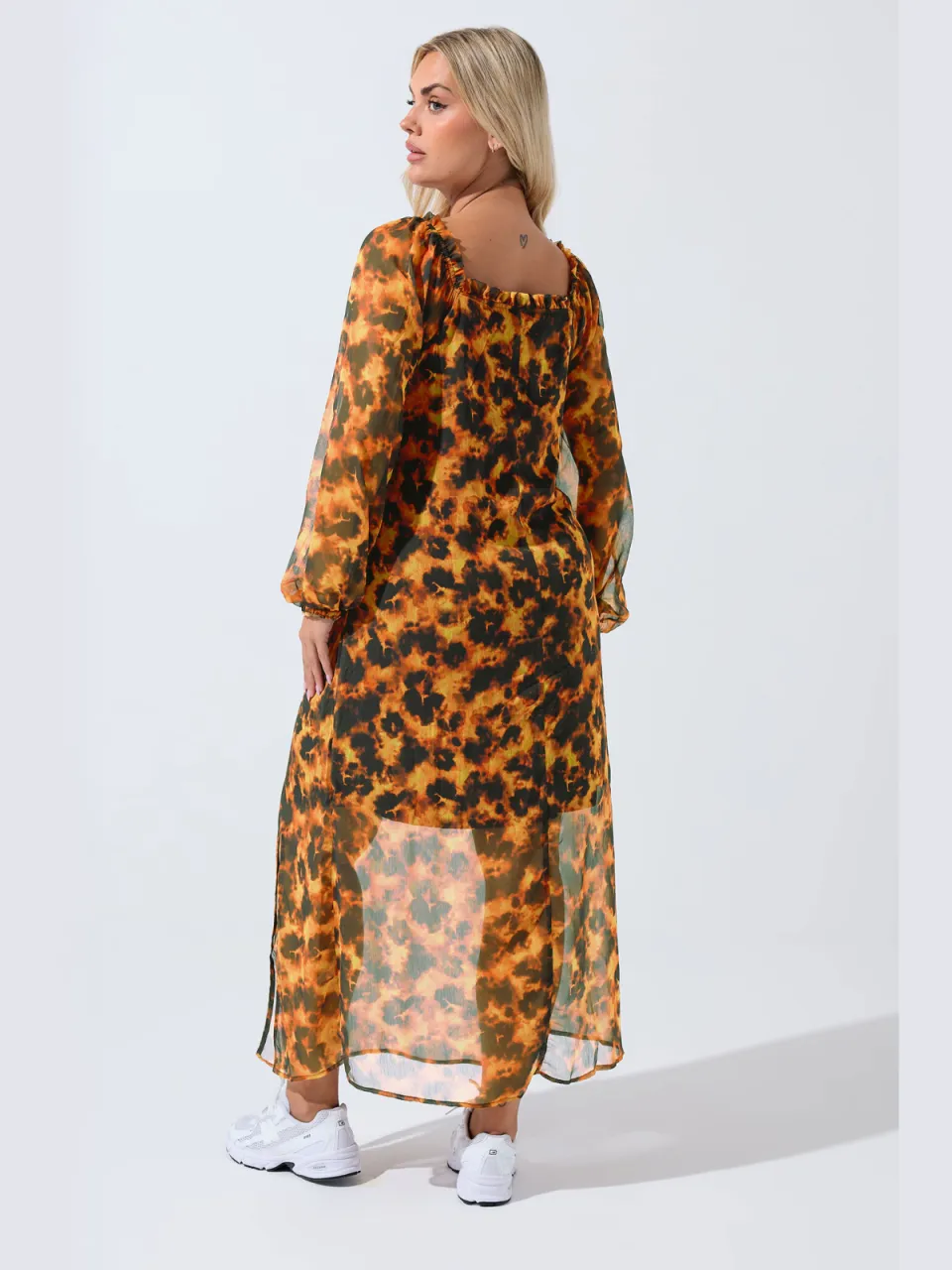 Limited Collection Bruine Tortoiseshell Ruffle Maxijurk, foto 2