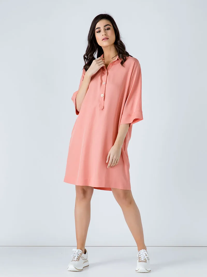 Conquista Oversized koraal Tencel jurk, foto 2