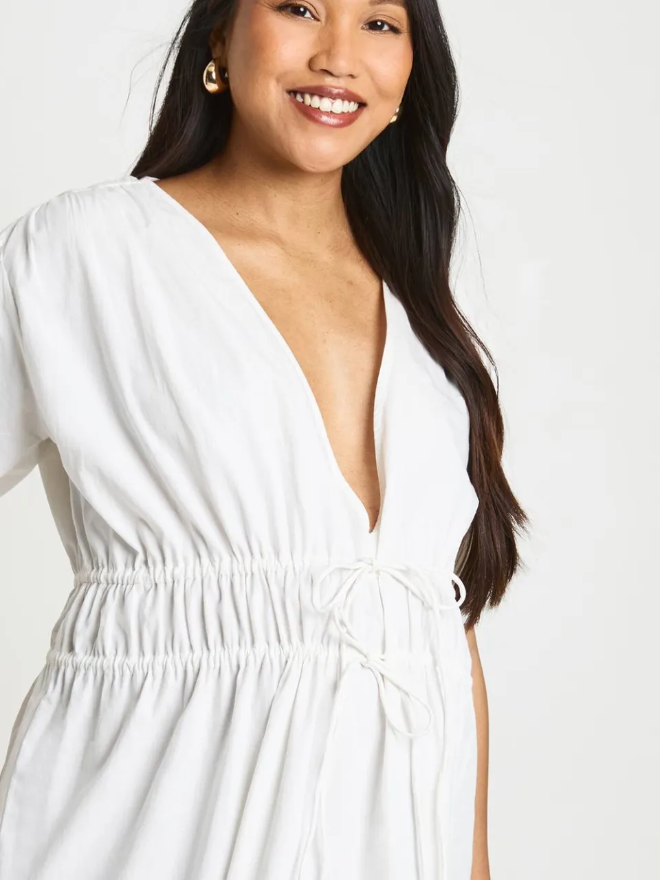 boohoo Dames Zwangerschaps Geplooide Maxi Jurk Met Strikdetail wit, foto 4