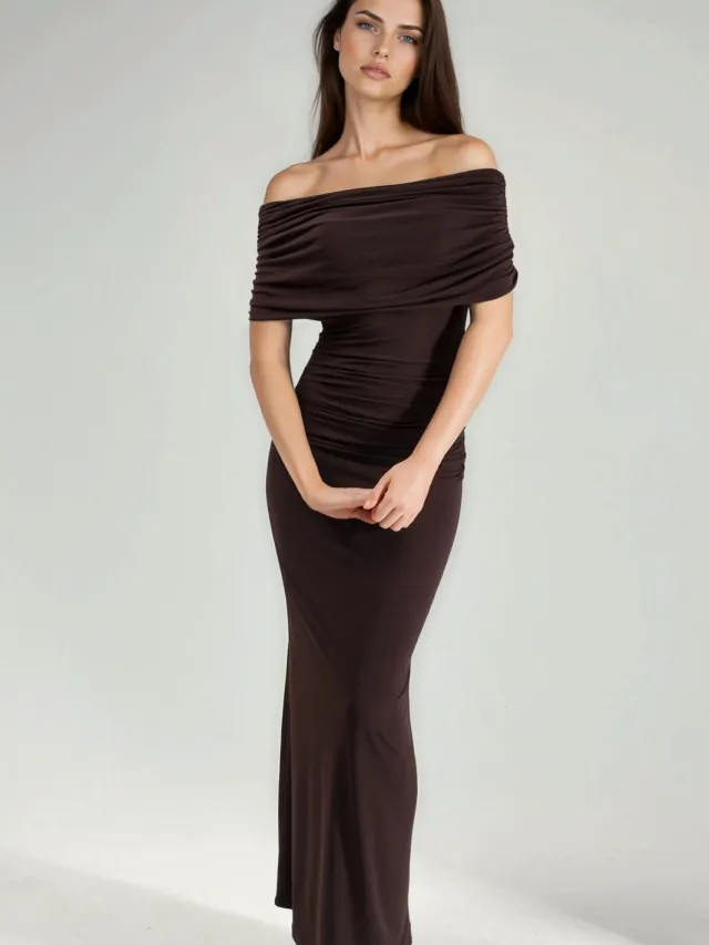 Hiccup Strapless Maxi Bodycon Jurk Mokka