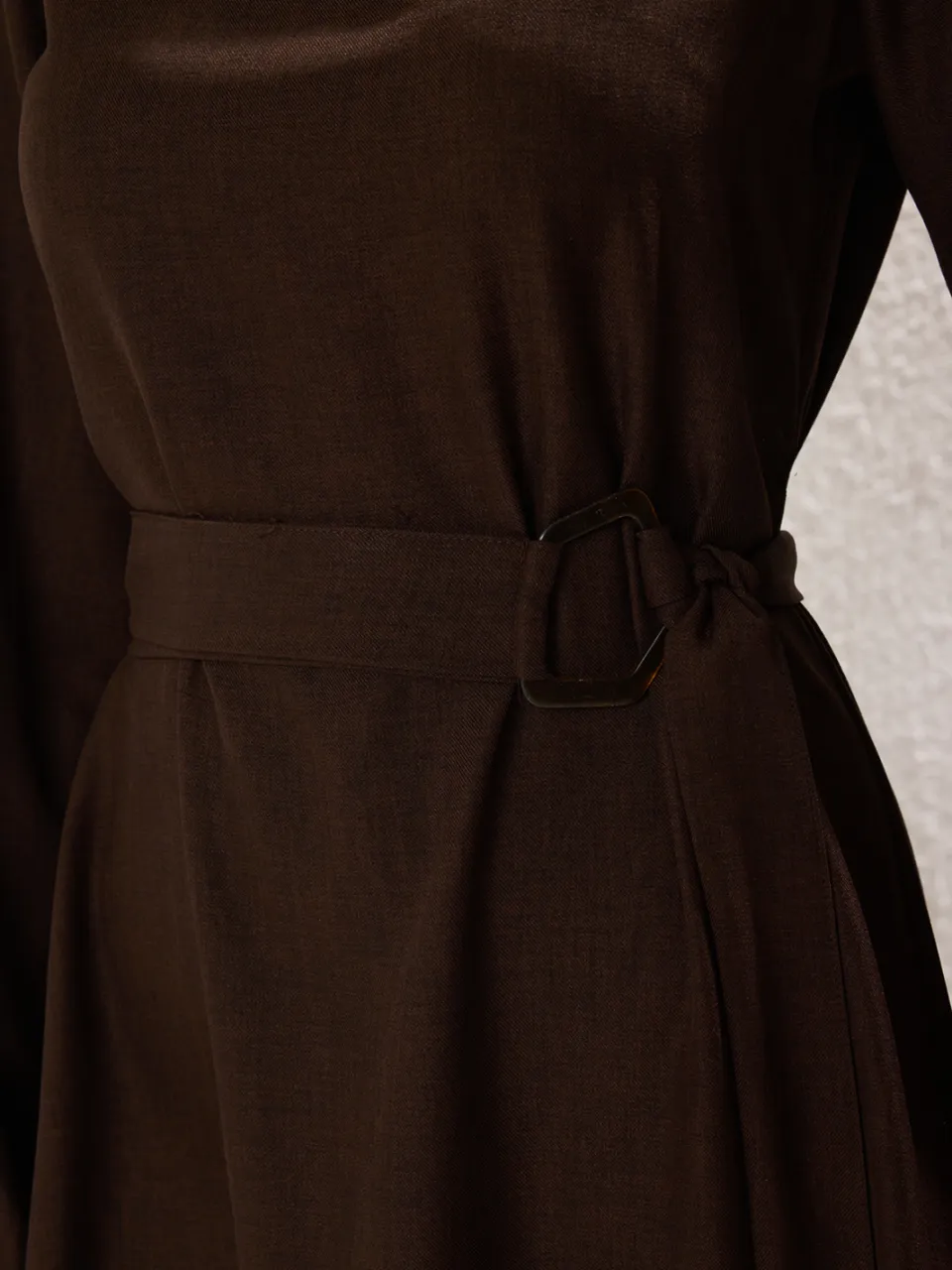 Trendyol Modest Dames Bruin Effen Maxi Lang Casual Skater Modest Jurken, foto 2