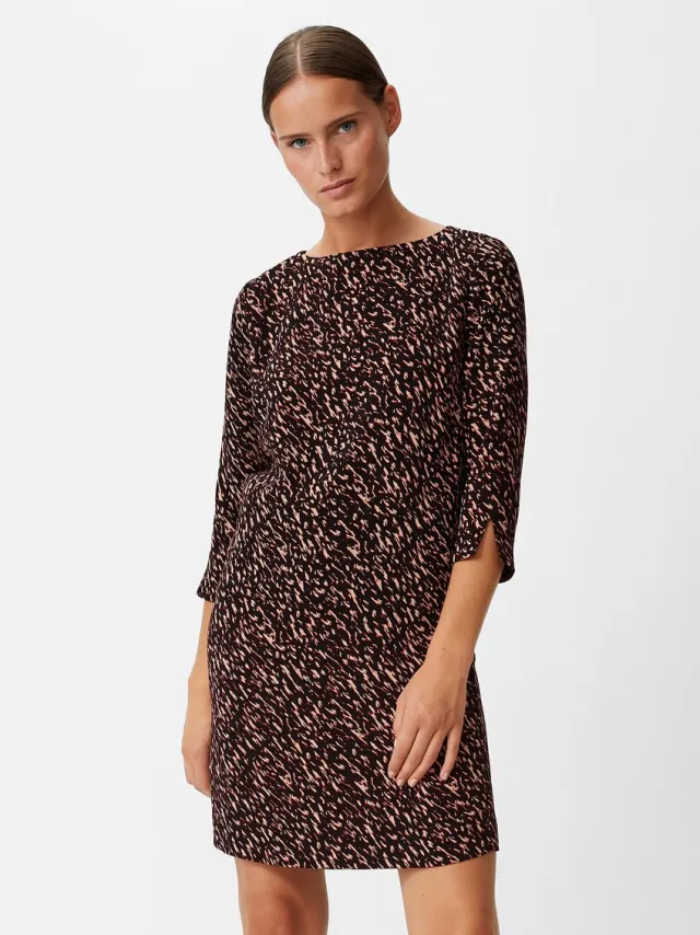 Comma female - Crêpe jurk met all-over print zwart