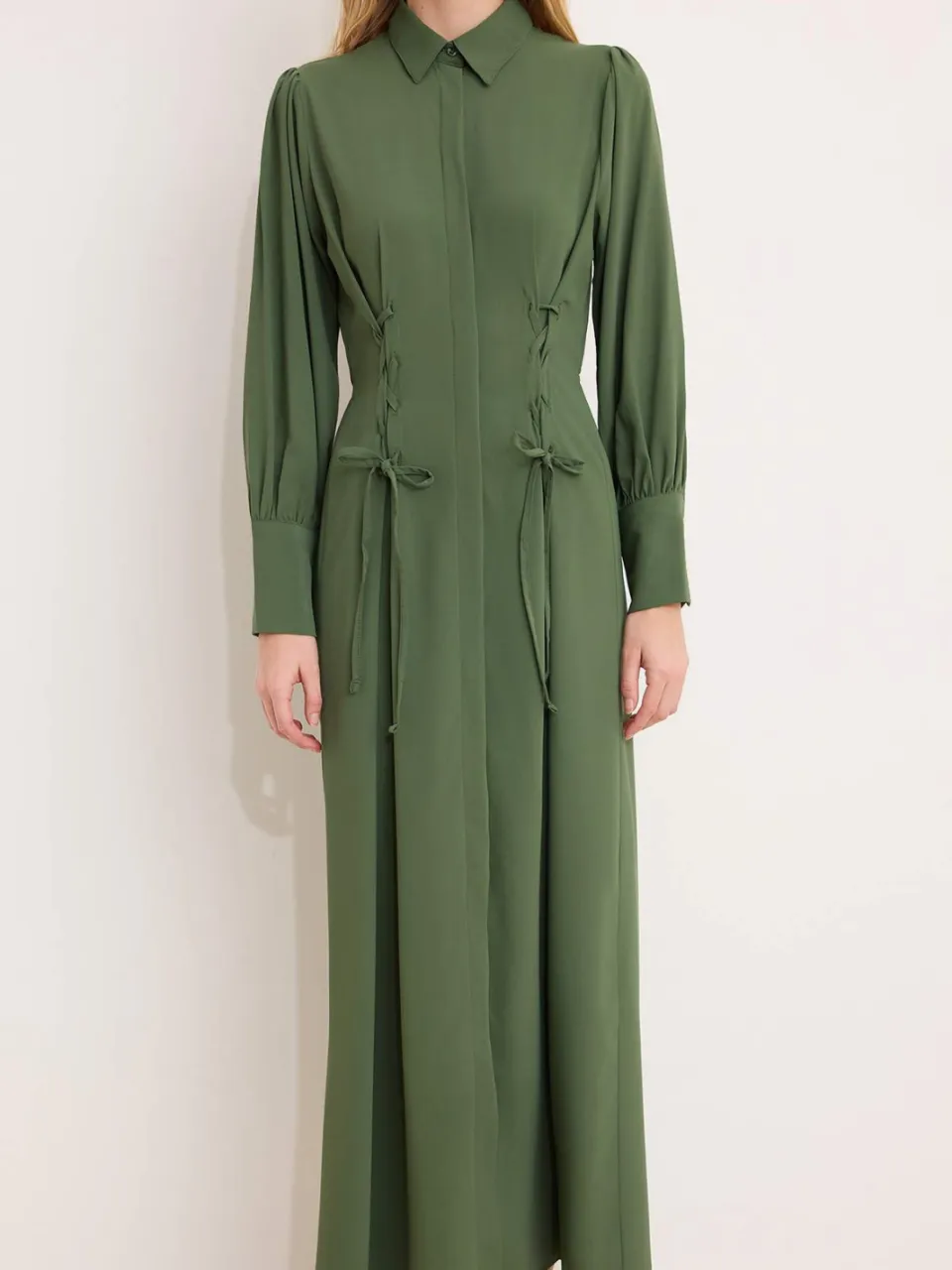 Trendyol Modest Dames Kaki Effen Maxi Lang Stijlvol/Avond Skater Modest Jurken, foto 2