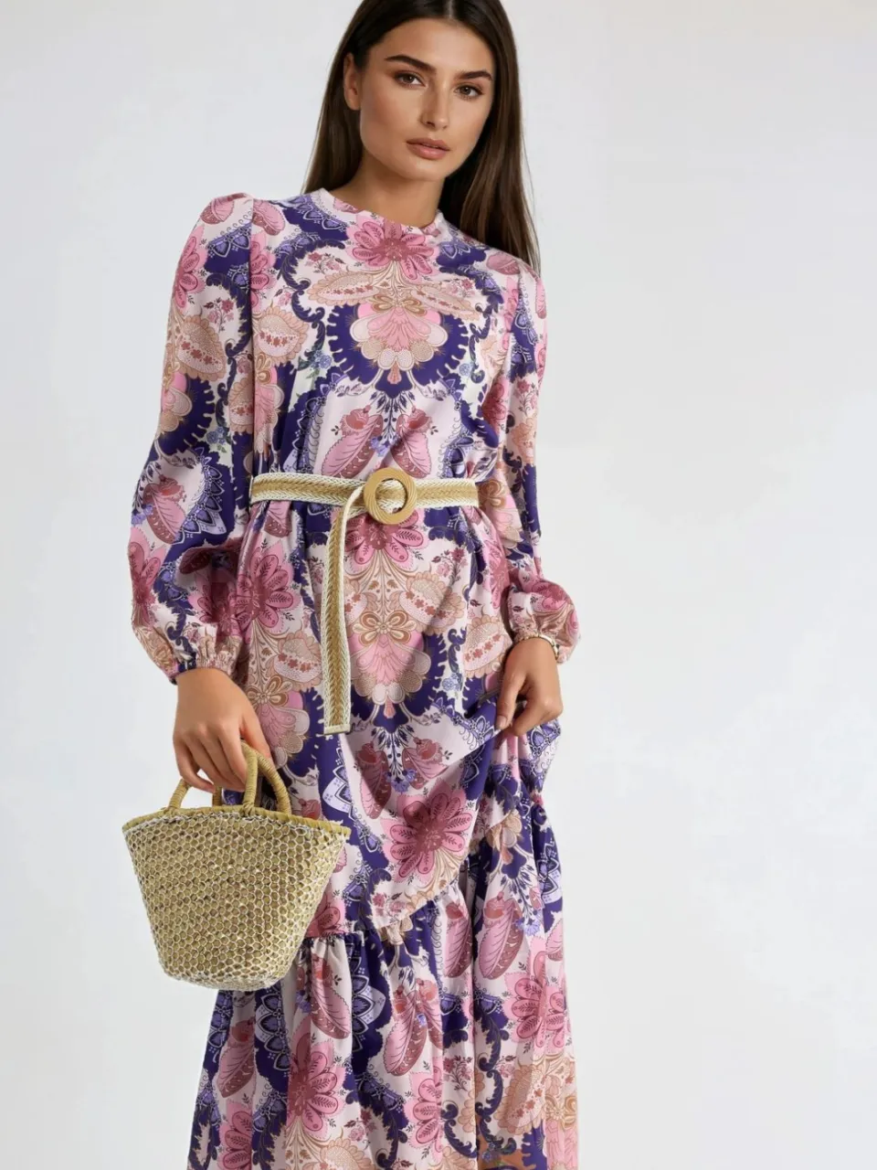 MSN Collection Gestrikte Paisley Patroon Midi Jurk veelkleurig, foto 2
