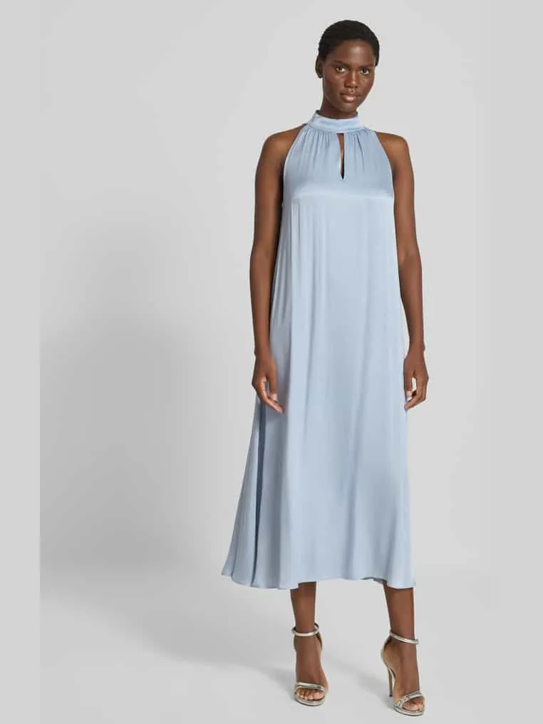 Jake*s Collection midi-jurk van viscosemix met halter Bleu