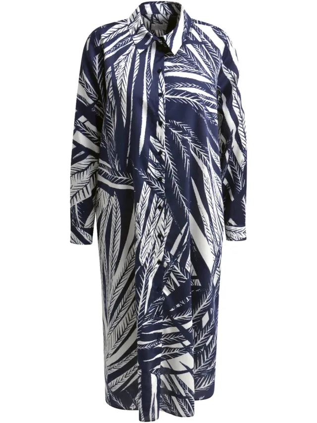 Milano Italy blouse jurk navy print Blauw