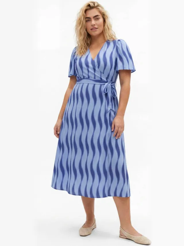 Only Carmakoma wikkel-/overslagjurk Blauw