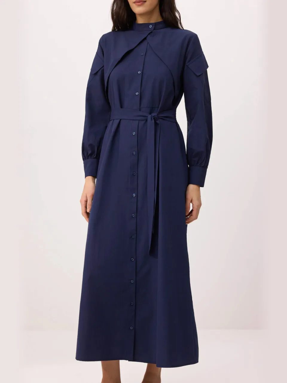 Trendyol Modest Dames Donkerblauw Effen Maxi Lang Skater Modest Jurken marineblauw/blauw, foto 2