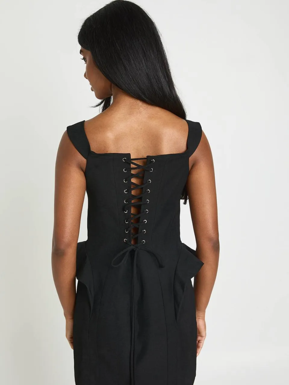 boohoo Dames Gestructureerde Mini Jurk Met Corset Detail zwart, foto 3