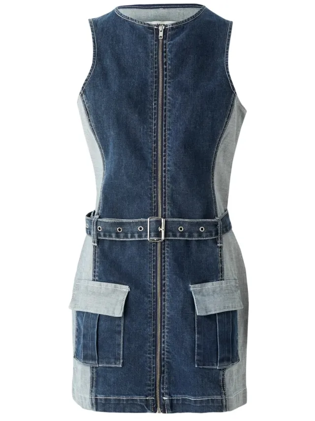 The Ragged Priest Dames Denim Ceintuur Mini Jurk (Indigo), foto 2