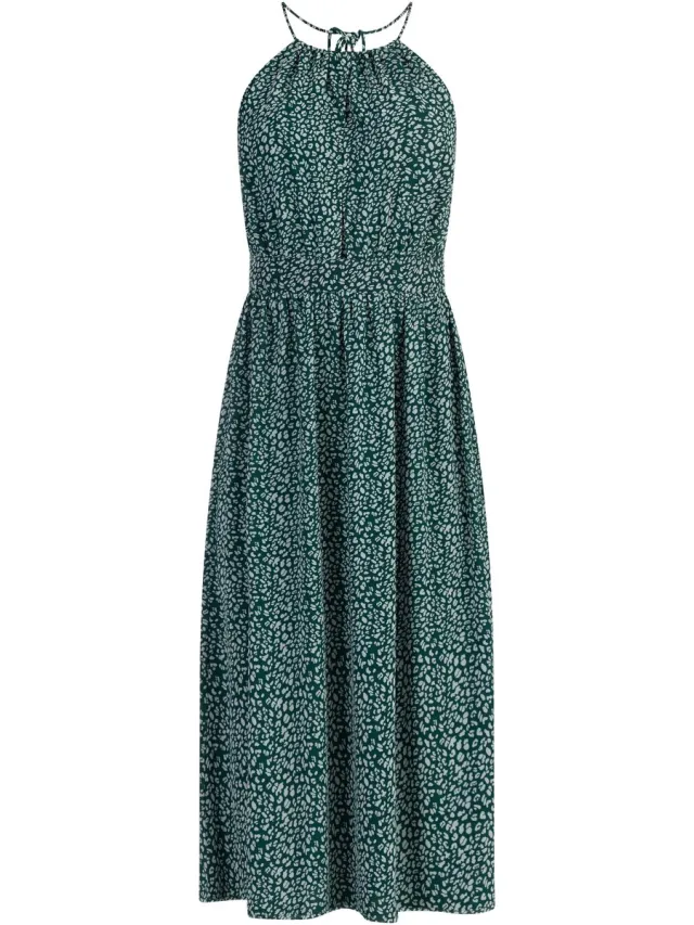 Faina Midi-jurk van chiffon Groen Wit