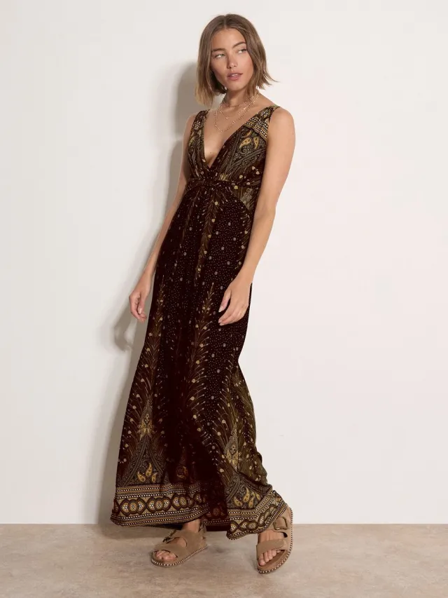 Apricot Maxi-jurk met paisley-ornament Zwart