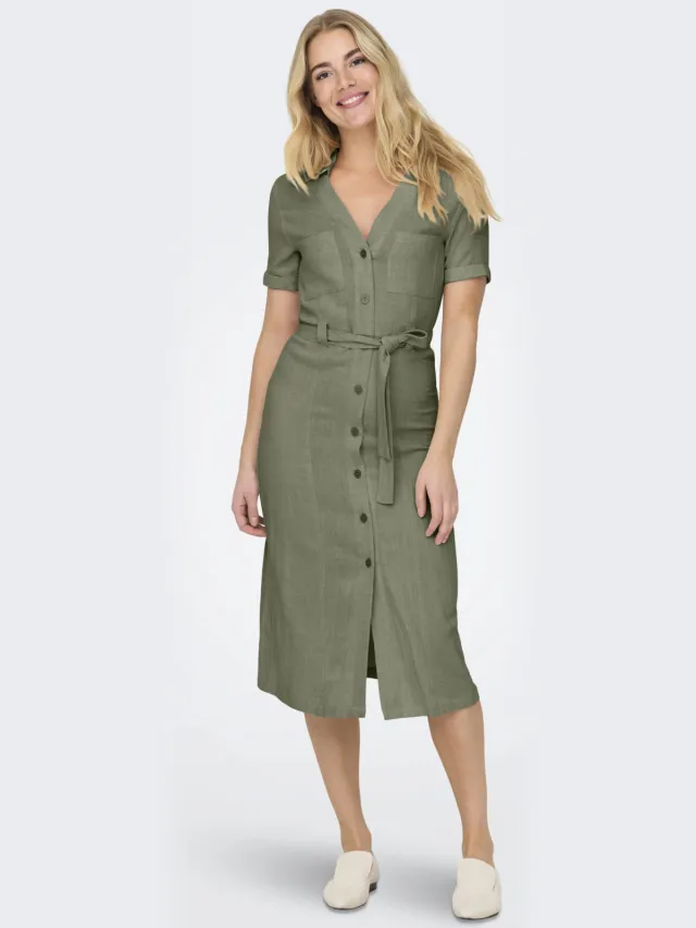 Only linnen blousejurk groen