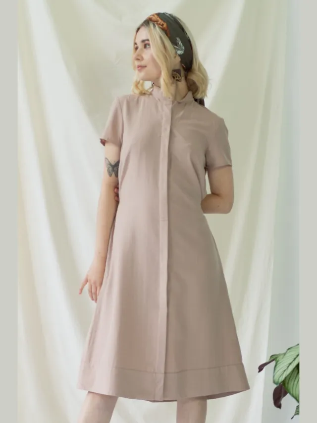 AYANI dames vegan Blousejurk Korte Mouwen Melanie Roze, foto 2
