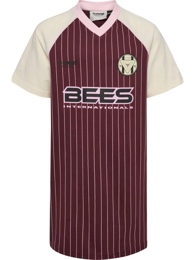 Hummel Hmljr Loose V-Neck Bees Dress VINEYARD WINE