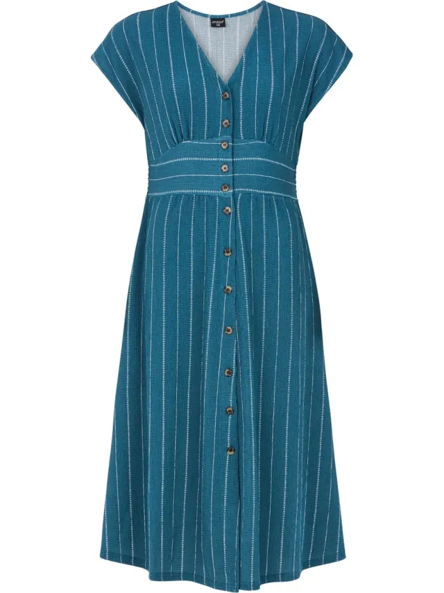 Protest Prtgilly – Blousejurk Dames – Knoopsluiting – Kuitlengte Raku Blue
