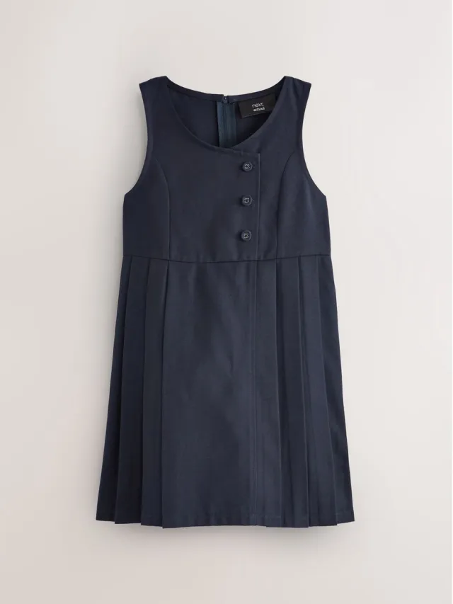 Next Meisjes - Asymmetrische schoolovergooier met knoopsluiting aan de voorkant - Blauw Navy Blue