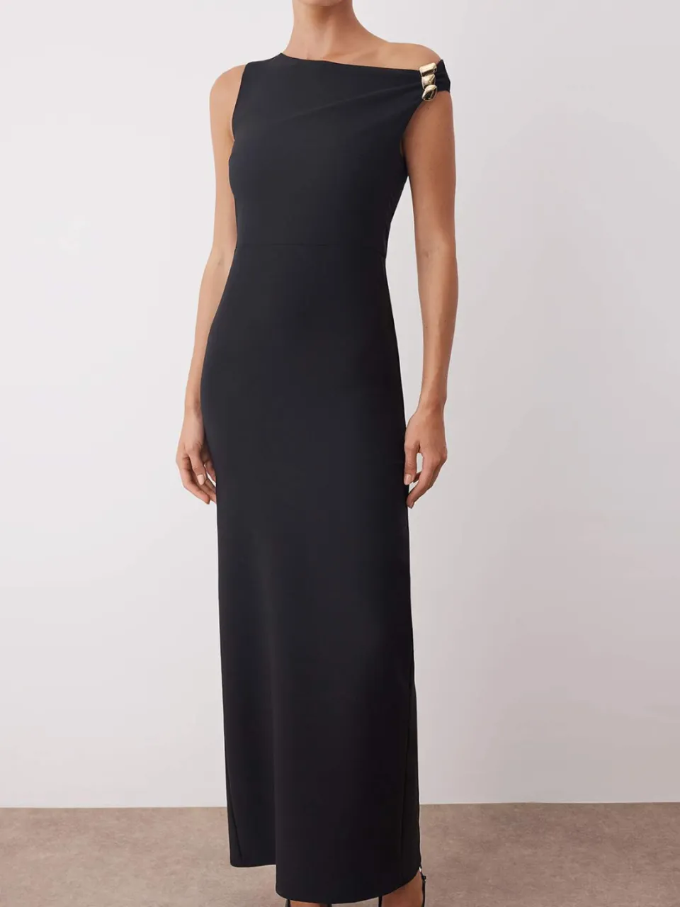 Trendyol TRENDYOLMİLLA Dames Zwart Effen Maxi Mouwloos Diploma-uitreiking / Gala Recht Avond & Gala Jurk, foto 2