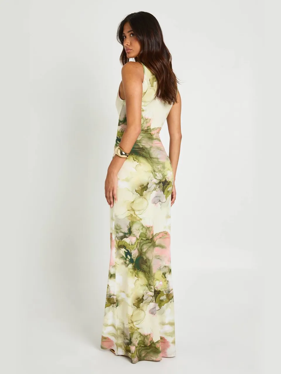 boohoo Dames Maxi-jurk Met Marmerprint Abstract Super Zacht limoen, foto 2
