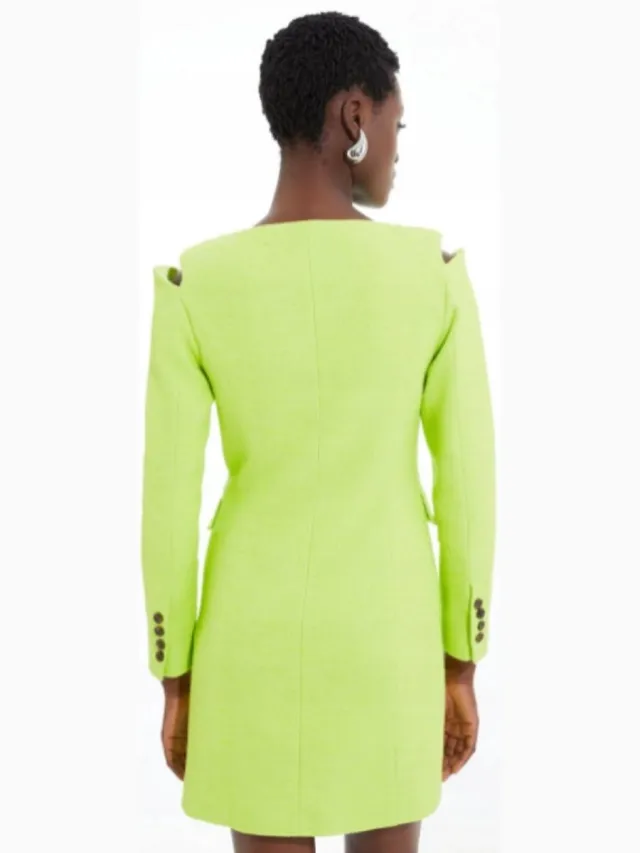 Karen Millen B1C Serie - Groene Blazerjurk - Dubbelgerijgd