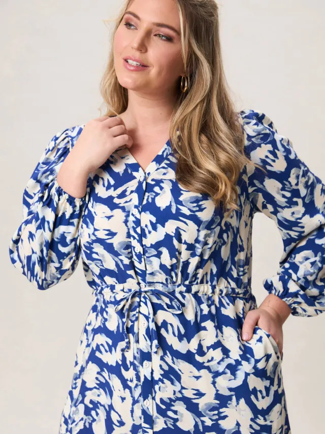 Miss Etam Plus midi jurk blauw, foto 4