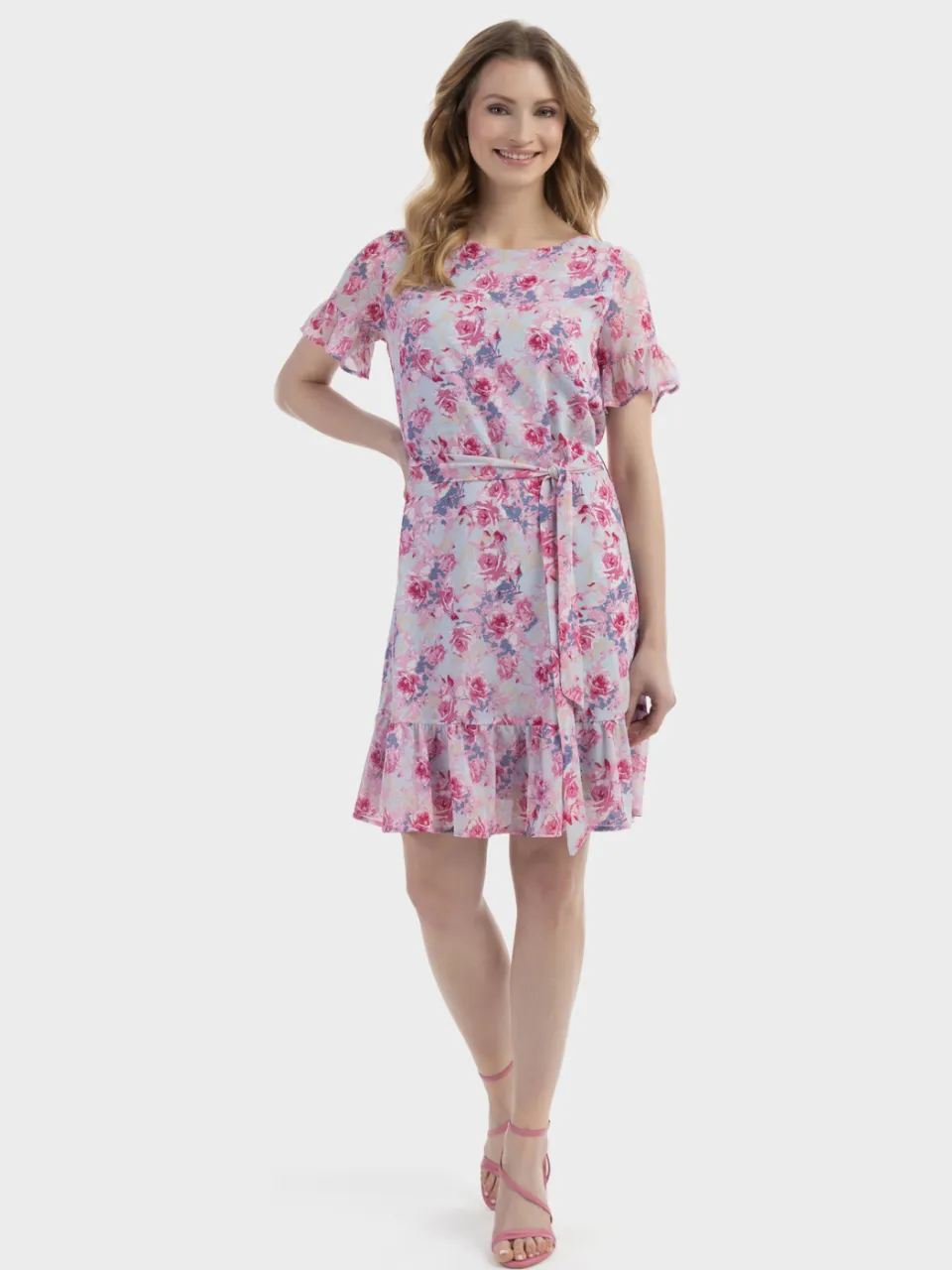 Usha Jurk Dames Roze lichtblauw Veelkleurig