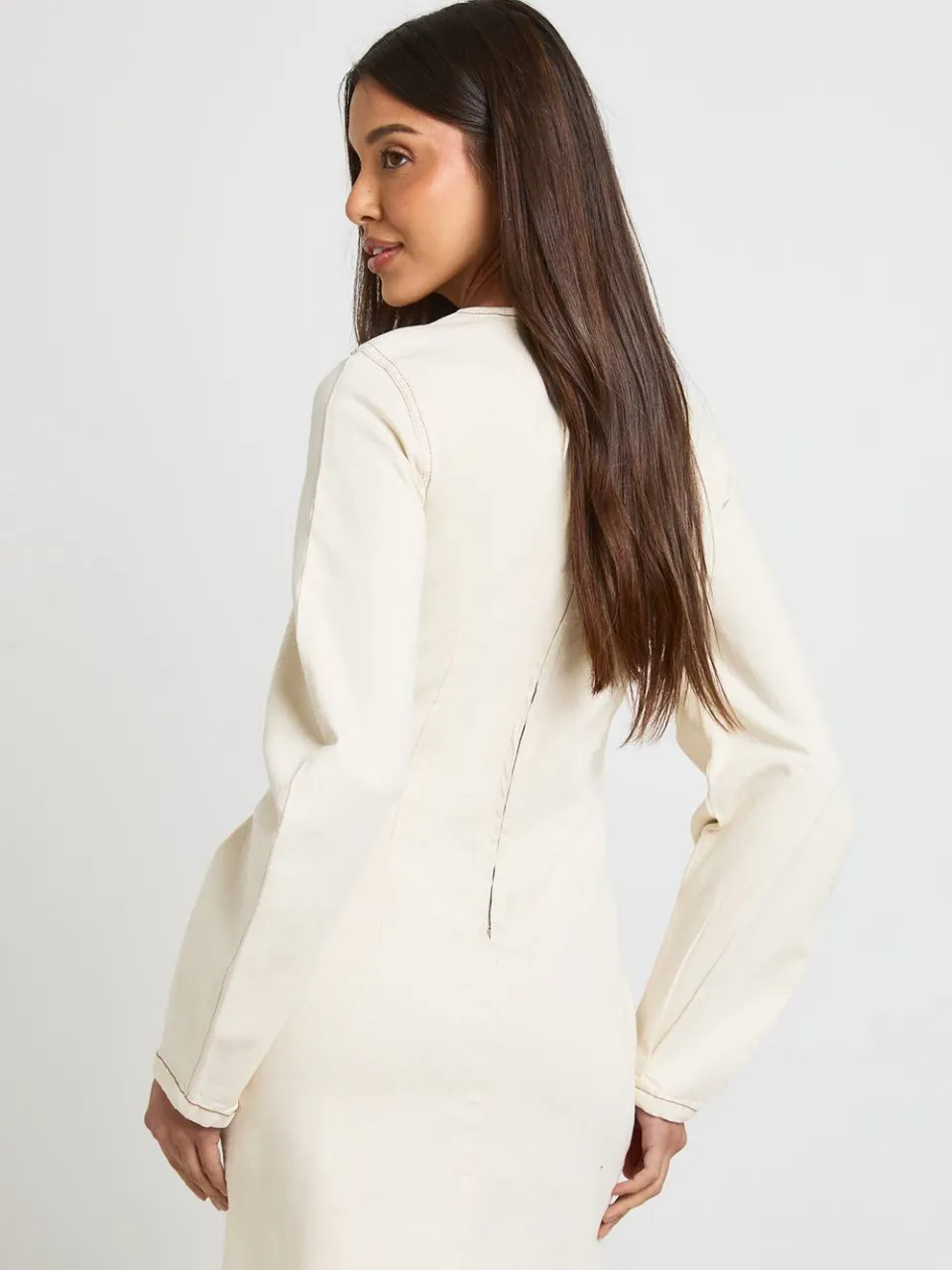 boohoo Dames Denim Mini Jurk Met Ballonmouwen, foto 2