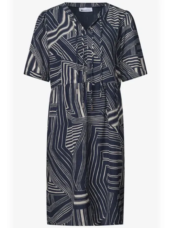Street One Kniehoge jurk met strikdetail blauw, foto 3