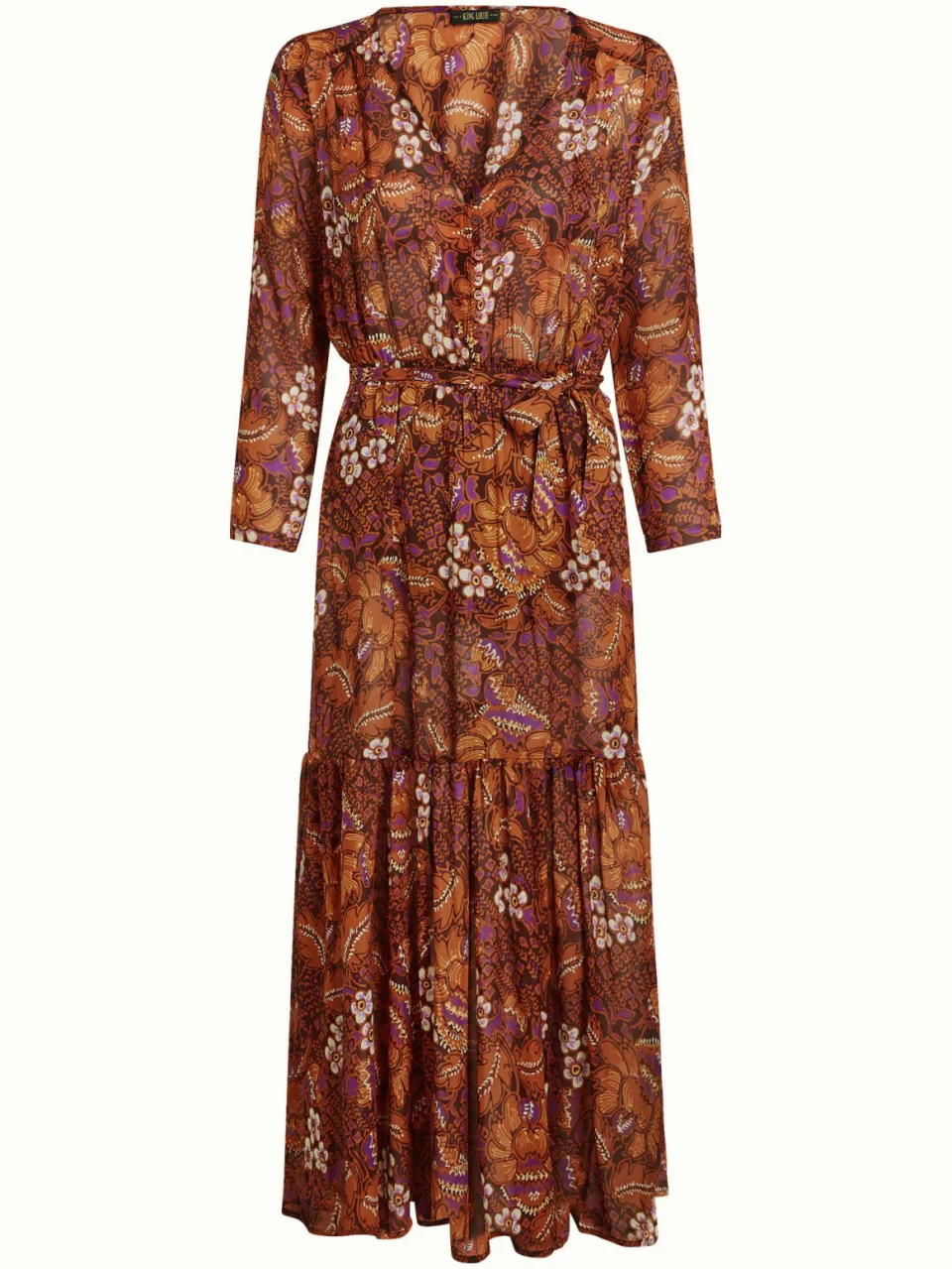 King Louie maxi jurk met print - bruin, foto 2