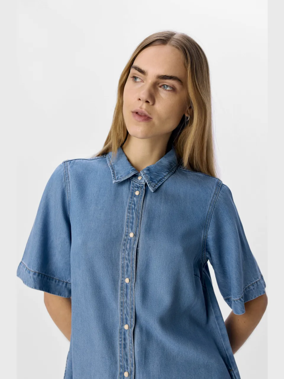Object blousejurk light blue denim, foto 4