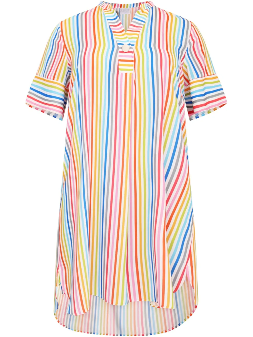 Yoek Jurk grandad kraag RAINBOW | Wit, foto 2
