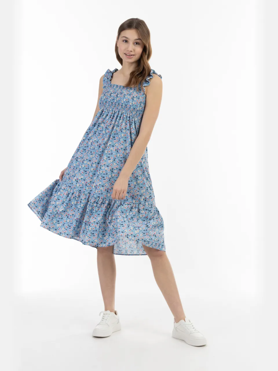 Mymo midi-jurk Dames Blauw Veelkleurig