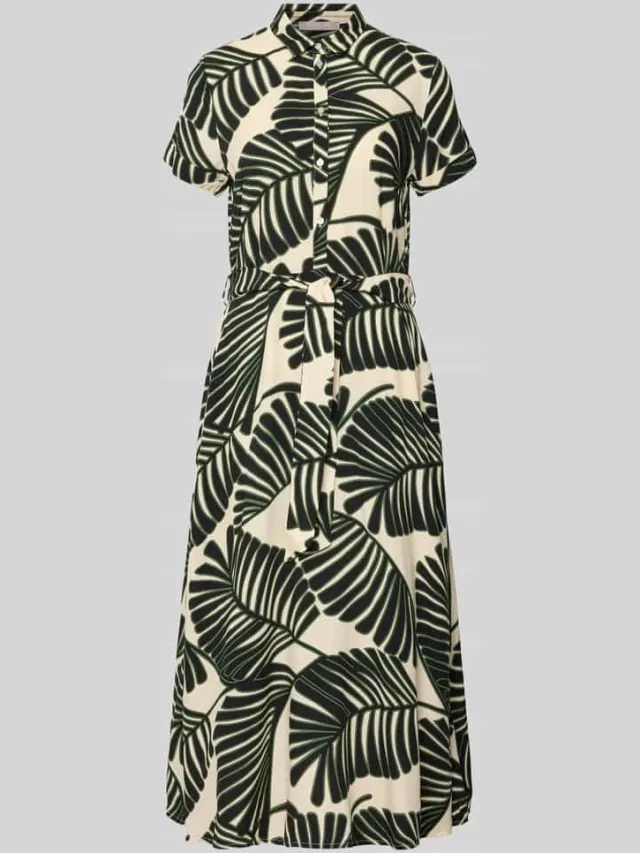 Christian Berg Woman Selection Overhemdjurk van viscose met strikceintuur zand, foto 2