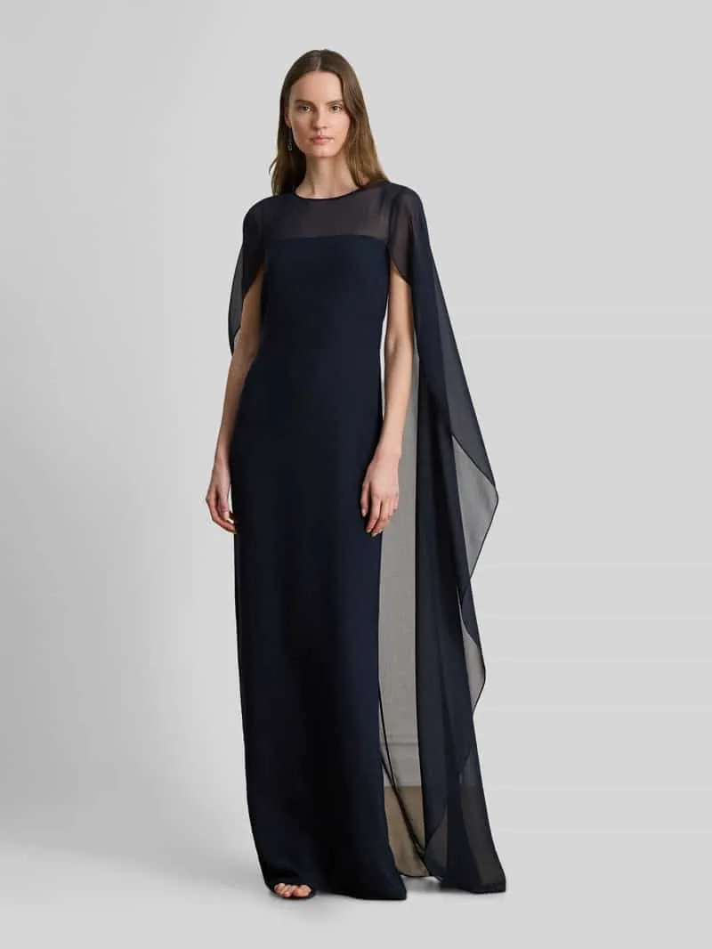 Lauren Ralph Lauren Vloeiende avondjurk met cape-detail Donkerblauw