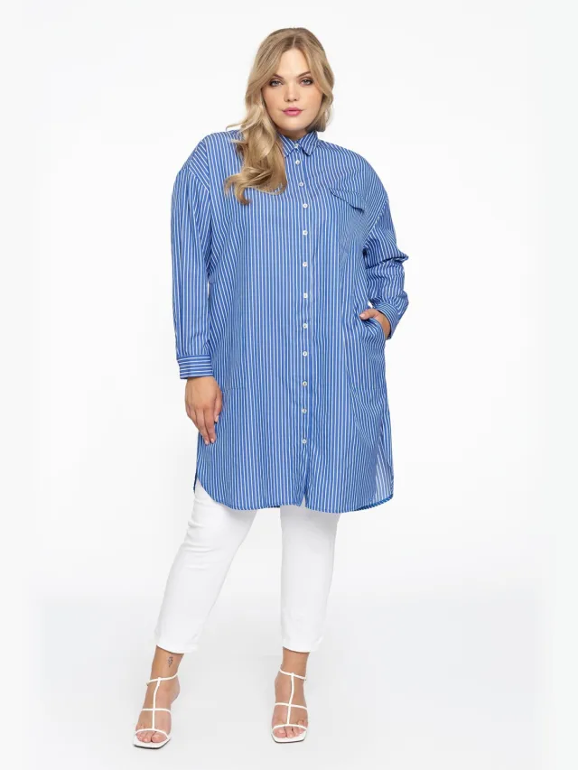 Yoek Blouse-jurk SMALL STRIPE | Blauw, foto 2