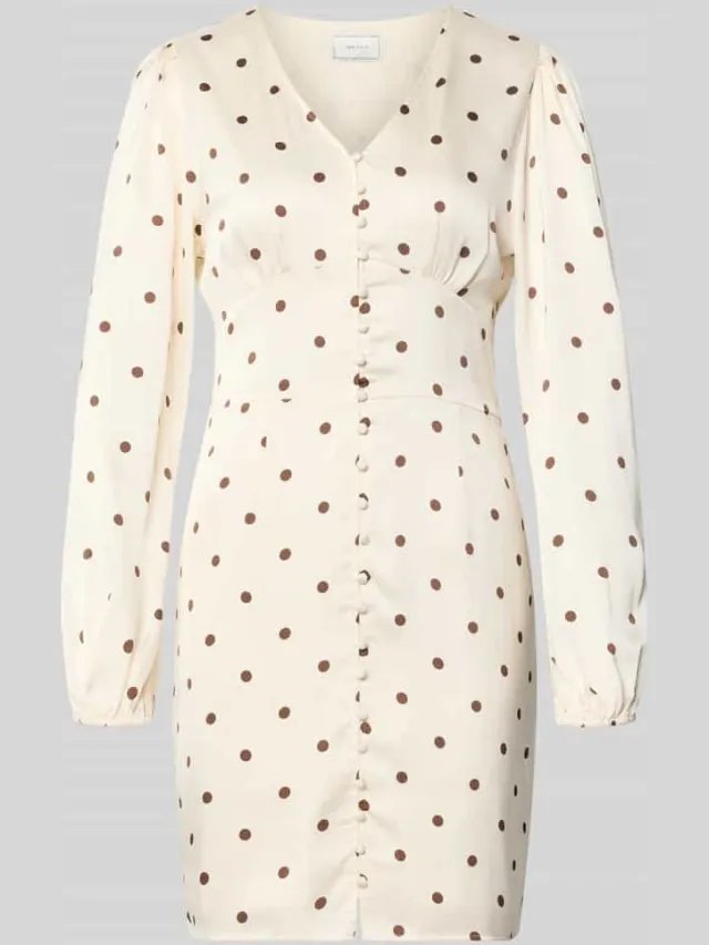 NEO NOIR Slim Fit mini-jurk met doorlopende knoopsluiting model 'Mabel' Beige
