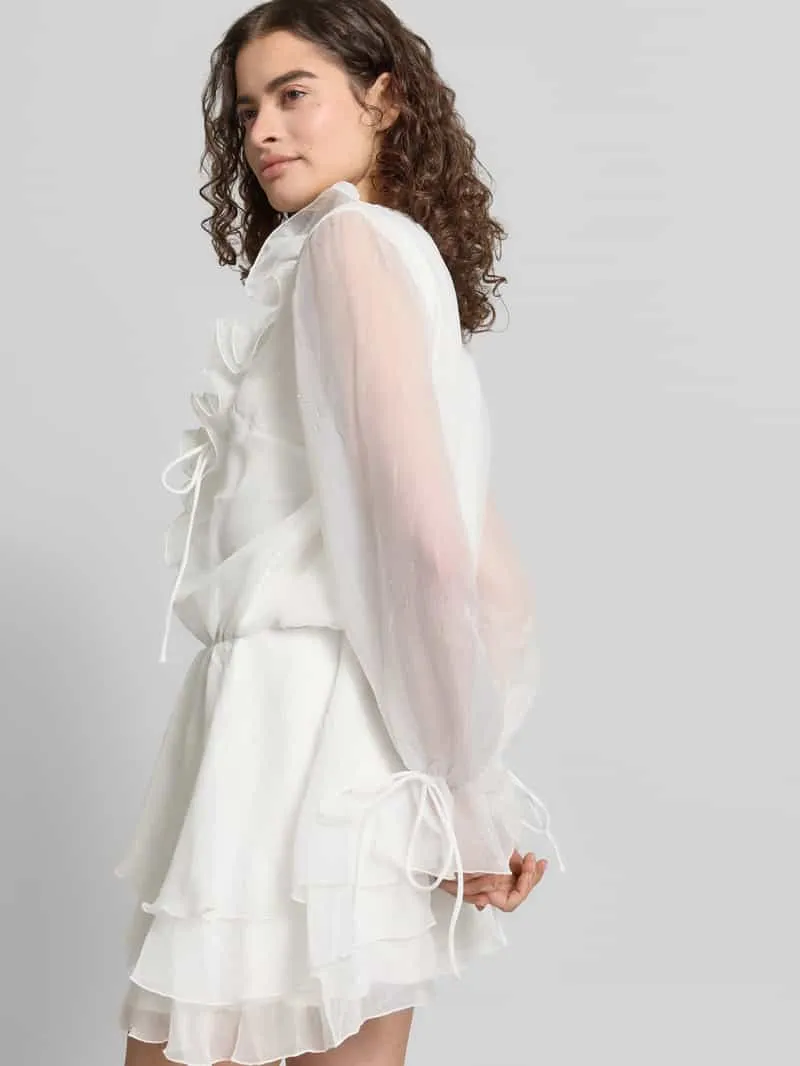 Gina Tricot mini-jurk met ruches en V-hals offwhite, foto 4