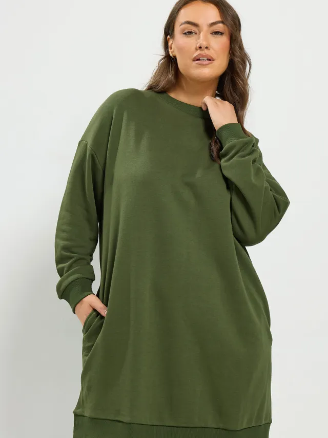 Yours Kakigroene Sweatshirt Minijurk-52, foto 4