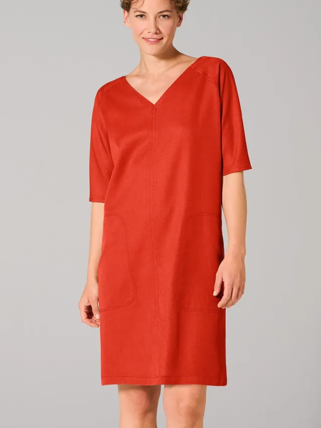 HempAge dames vegan Jurk Met V-Hals Magna Roodoranje