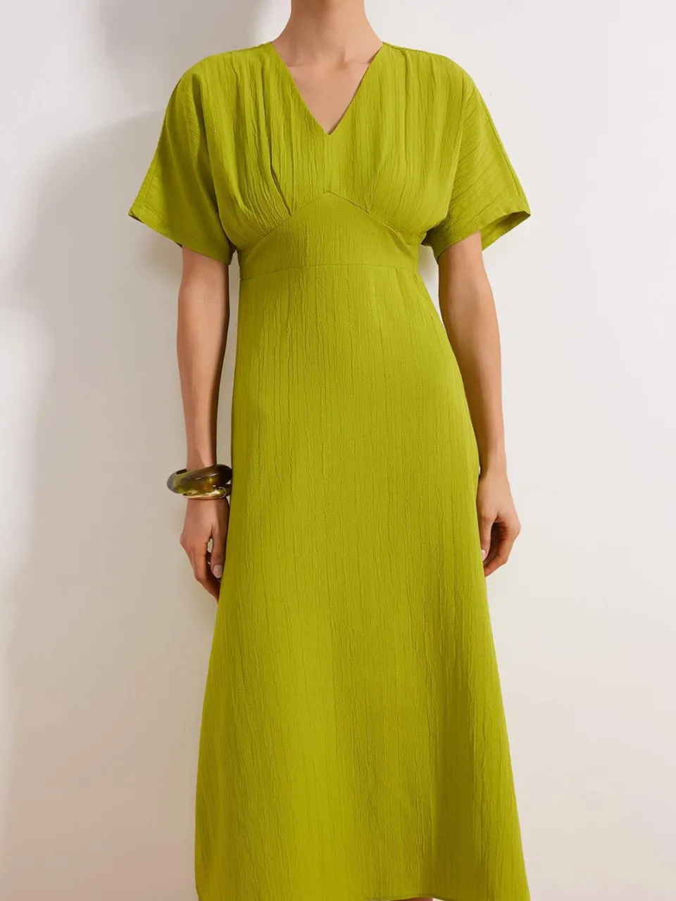 Trendyol TRENDYOLMİLLA Dames Groen Effen Maxi Driekwart mouw Casual A-lijn Jurken, foto 2