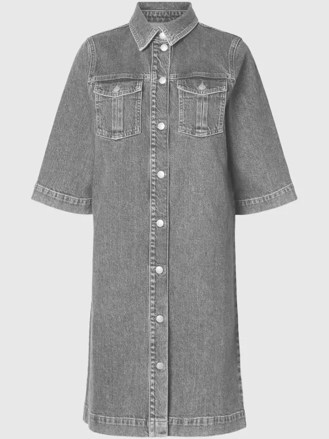Selected Midi jurk Denim Grey Denim