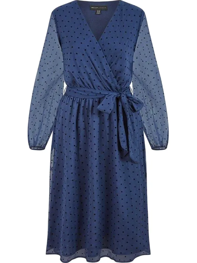Mela London Dobby-jurk met stippen voor dames (Marine), foto 2