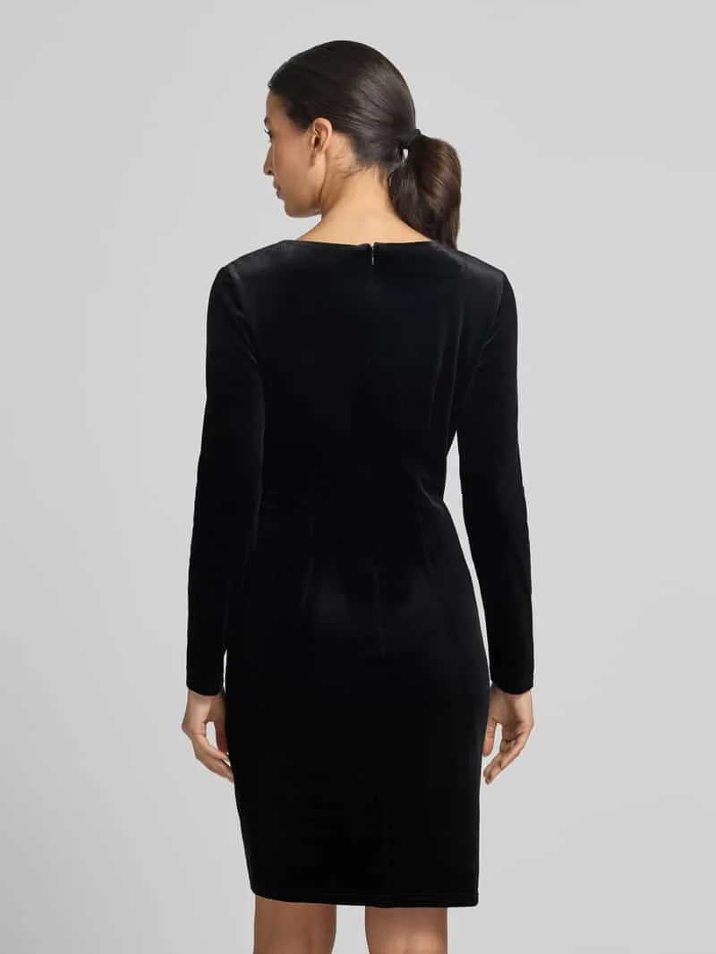 Christian Berg Woman Selection Knie-lange jurk van fluweel met knoopdetail zwart, foto 3